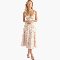 Sommerkleid für Damen - Luftiges Maxi Strandkleid mit Corsage – Rosa