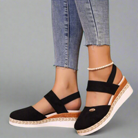 Gitta | Keilsandalen in Übergröße – bequem und vielseitig – Schwarz