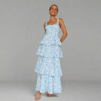 Freya | Sommerkleid aus Premiumstoff mit floralem Print – Himmelblau