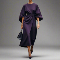 Veronike | Elegantes Kleid mit Laternenärmeln und Gürtel – Lila