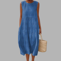Altrude | Elegantes Baumwollkleid mit Taschen – Blau