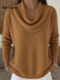 Eva™ | Zarte und elegante einfarbige Bluse mit Rüschen am Kragen – Camel