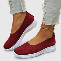 Lara | Damen Strick Ballerinas Slip-On Leicht Komfort Alltag Modern – Rot