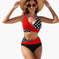 Eleganter Crossover-Bikini - Damen Zweiteiler für den Sommer – Retro-Punkte