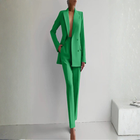 Elke | Damen Blazer Hosen Set Zweiteiler Elegant Business Koordiniert – Dunkelgrün
