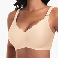 Nahtloser Damen BH ohne Bügel mit verstellbaren Trägern – Beige-vordere Welle