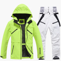 Zweiteiliges Ski Set für Unisex – Gelbgrün / Weiß