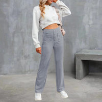 UNNA - ELASTISCHE FREIZEITHOSE MIT HOHEM BUND – Grau