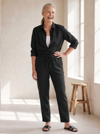 Noor | Langarmshirt mit tapered Pants Set – Schwarz