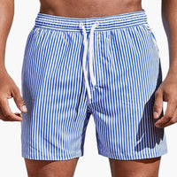 Herren Boardshorts mit Streifen und elastischem Bund – Blau