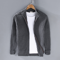 Herren Strickjacke Mit Reißverschluss | Geripptes Design Für Alltag – Dunkelgrau