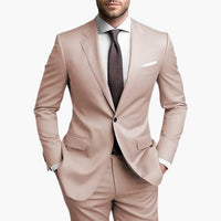Herren Anzug Zweiteiler mit Reverskragen und schmaler Passform – Beige