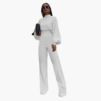 Eleganter Damen Jumpsuit - Bequemer Stil mit halbem Kragen – Weiß