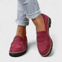 Michaela | Damen Chunky Loafer Slip-On Modern Trend Komfort Alltag – Rot