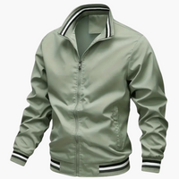 Herrenjacke mit Rippdetails und Frontreißverschluss – Hellgrün