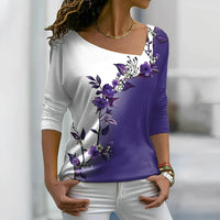 Octavia - Florales kontrastfarbiges Art Shirt – Lila