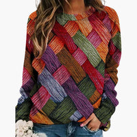 Gemusterter Strickpullover für Damen – Orange