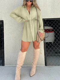 Jessica | Trendy Satin Design Frau Romper Kleid – Mintgrün