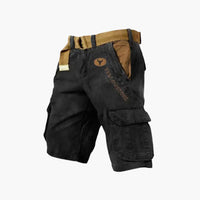 Sommer Cargo Shorts für Herren - Leichte Kurze Wanderhose mit Gürtel für Outdoor – Schwarz