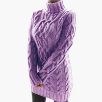 Lena | Stilvoller warmer langer Rollkragenpullover – Lila