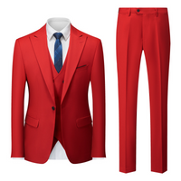 Herren Klassisch Stylisch Hochzeitsgast Anzug Set | Zweiteilig – Rot