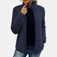 Claudia | Damen Lässige Reißverschluss Fleecejacke – Dunkelblau
