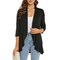 SEVDA - LEICHTER CARDIGAN MIT DREIVIERTELÄRMELN – Schwarz