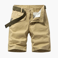 Herren-Cargo-Shorts aus Mischgewebe mit verstellbarem Gürtel und Taschen – Khaki