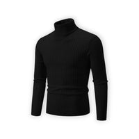 Klassischer Rollkragenpullover für Herren mit Rippstruktur – Schwarz