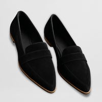 Helen | Orthopädische weiche Wildleder Slipper – Schwarz