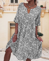 Kayleigh | Midikleid mit Blumenmuster – Grau