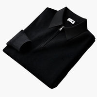 Felix | Premium Gestricktes Poloshirt – Schwarz