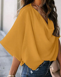 Heidi-Mode | Lässige Bluse Mit V-Ausschnitt Für Frauen – Gelb