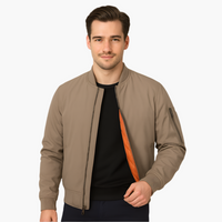 Herren Bomberjacke mit Reißverschluss und Rippbündchen – Kaffeefarbe