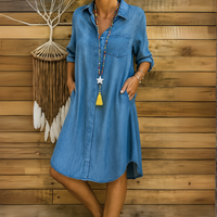 Ingrid™ | Bequemes Jeanshemdkleid – Blau