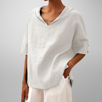 Alissa - Lässige, Locker Sitzende Bluse – Weiß