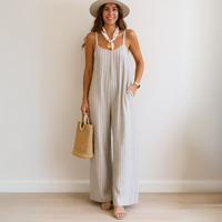 Nicole™ | Lässiger gestreifter Jumpsuit – Grau