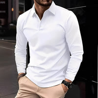 Deacon - Bequemes Langarm-Poloshirt für Herren – Weiß