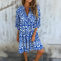 Esther™| Elegantes Kleid mit V-Ausschnitt – Blau