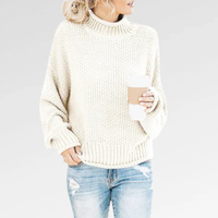 Damen Pullover | Strick klassisch mit Stehkragen – Beige