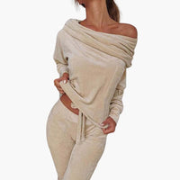 Laura | Weiches Langarmshirt und Hose für Damen – Beige