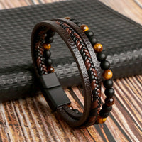 Heidi-Mode - Grandioses Lederarmband Set für Männer – Braun