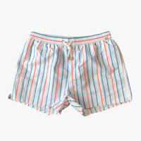 Gestreifte Herren-Badeshorts - mit Tunnelzug und Seitentaschen – Weiß