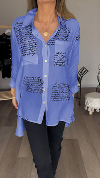Yvette - Bedrucktes Langarm-Modenshirt – Lila