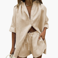 Mila | Set mit Top und Shorts – Beige