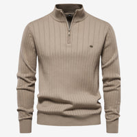 Rico | Muscle Fit Lässig gerippter Pullover – Khaki