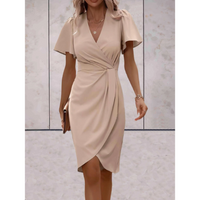 Laura – Sommerchic Drapierter Kleid – Hellbraun