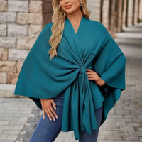Sylora™ - Eleganter Warmer Poncho – Benzinblau