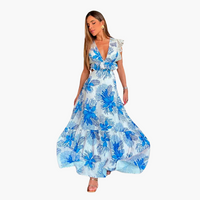 Modisches Spitzen Maxikleid - Damen Abendkleid elegant – Blau