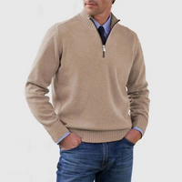 Pullover Herren Half Zip Modern | Warm Komfort Freizeit – Beige